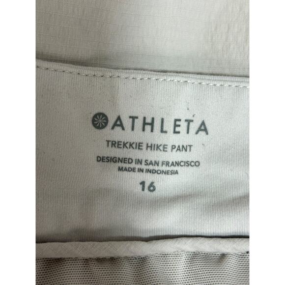 Athleta Trekkie Hike Pants Womens 16 Cream Beige Ripstop Straight Outdoor Hiking - Picture 7 of 14